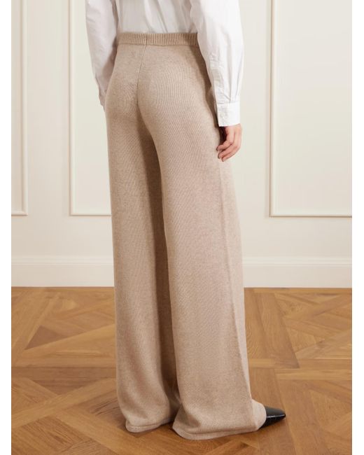 The Elder Statesman Natural Juniper Cashmere Wide-Leg Casual Pants