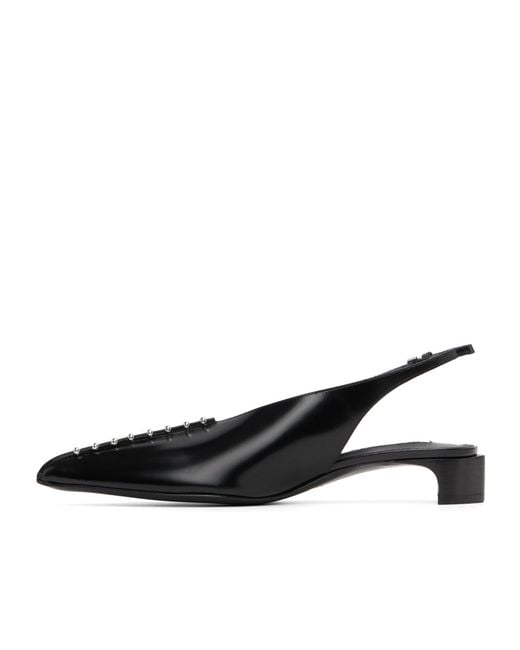 Jil Sander Brown Pearl-Detail Slingback Pumps