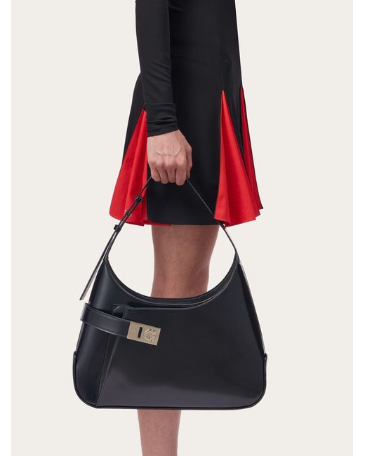 Ferragamo Black Hobo Large Shoulder Bag