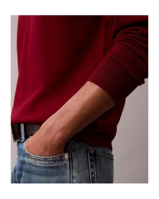 Calvin Klein Red Merino Wool Classic Jumper for men