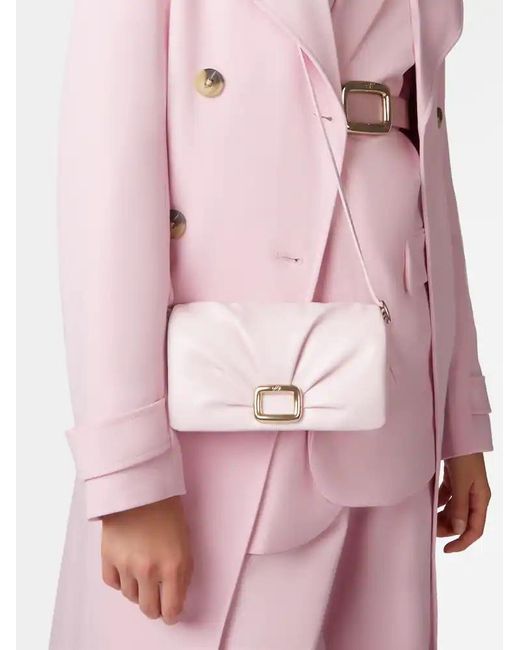 Roger Vivier Pink Ruched Detailed Mini Crossbody Bag