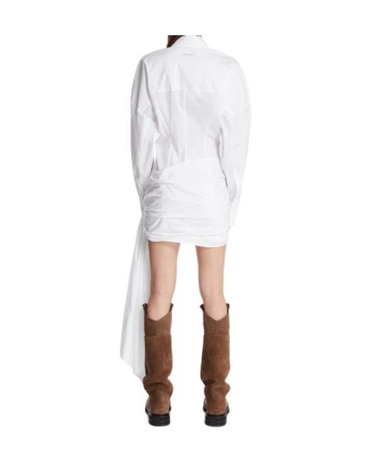 The Attico White The Strapped Shirt Dress