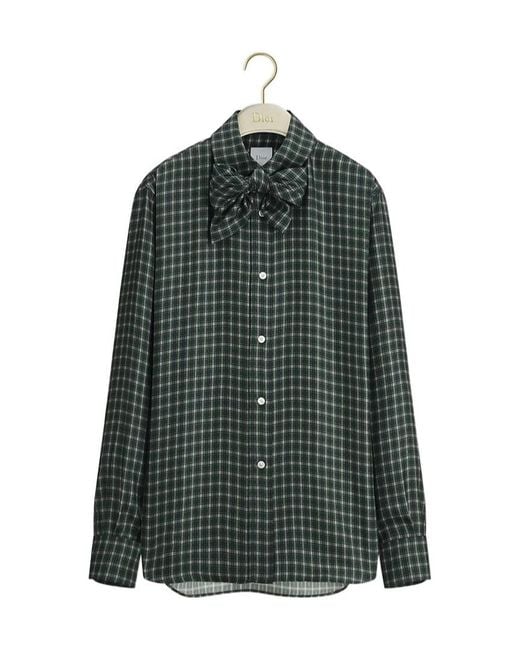 Dior Green Blouse With Removable Bow Tie