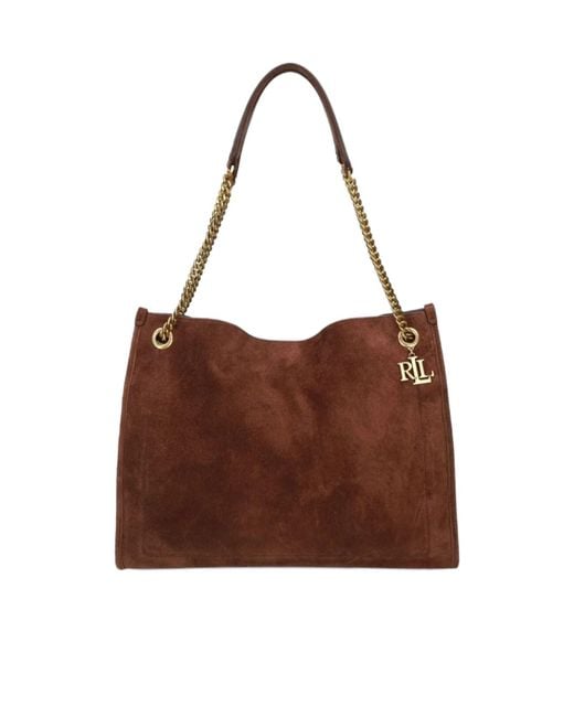 Ralph Lauren Brown Lauren Chain-Strap Top Handle Bag