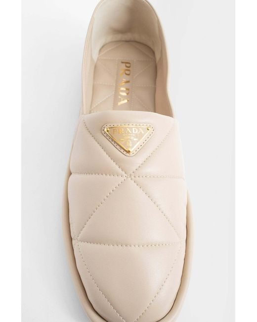Prada Natural Logo Detail Flat Shoes