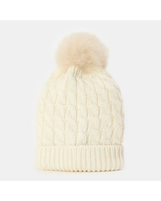 Moncler White Bobl Knit Hat