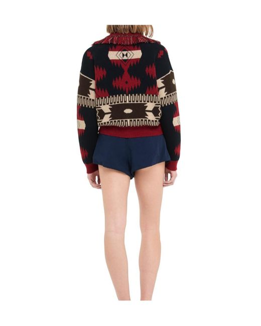 Alanui Red Icon Jacquard Cardi-Bomber