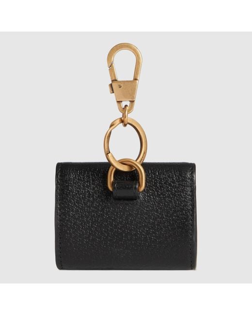 Gucci Black Double G Leather Wallet Keyring for men