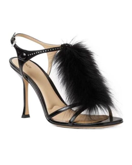 Fendi Black Noir Leather Sandals