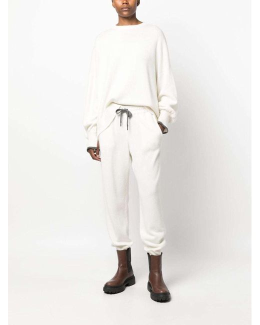 Brunello Cucinelli White Crewneck Knitted Jumper