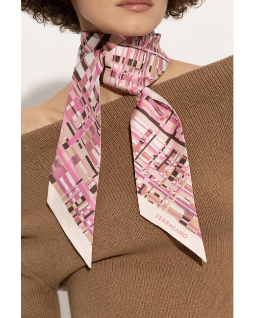 Ferragamo Pink Logo Scarf