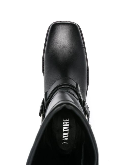Zadig & Voltaire Black Igata Chain Detailed Biker Boots