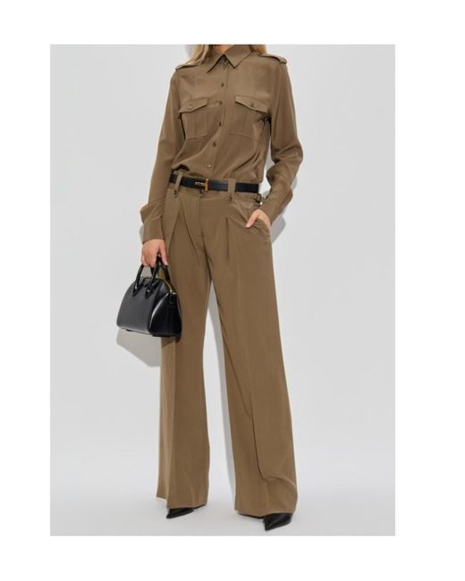 Tom Ford Natural Pleated Wide-Leg Trousers