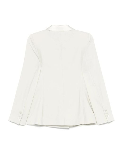 D.exterior White Double-Breasted Blazer Jacket