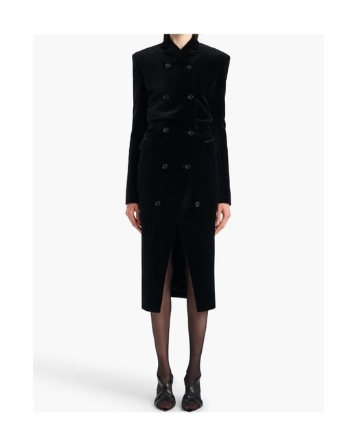Khaite Black Rolon Coat