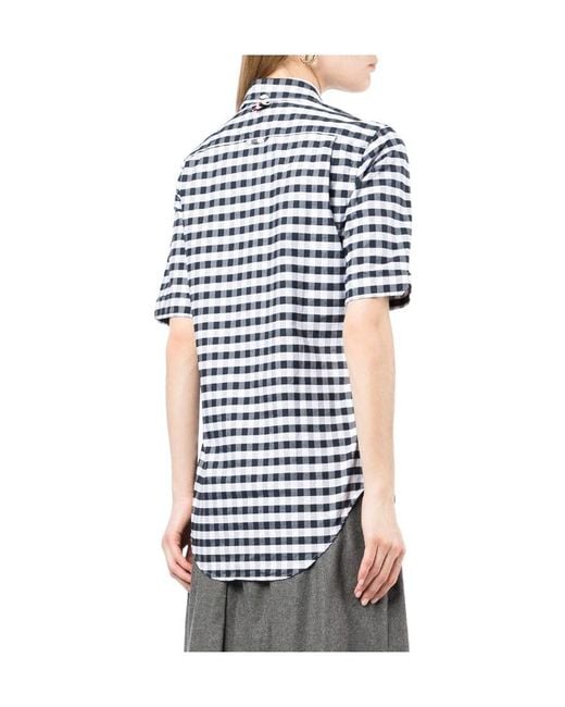 Thom Browne Blue Gingham Check Pattern Shirt