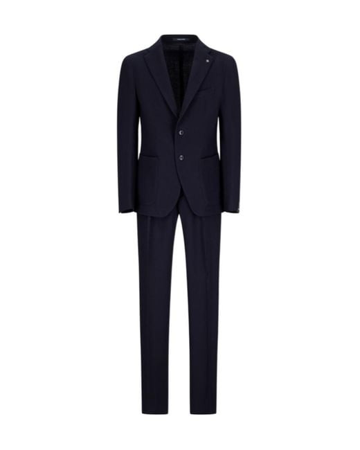 Tagliatore Blue Single-Breasted Textured Suit for men
