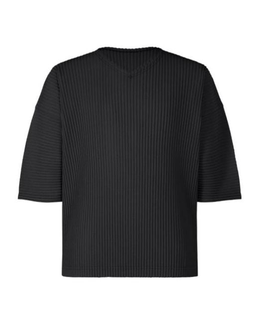 Homme Plissé Issey Miyake Black Pleated T-Shirt for men