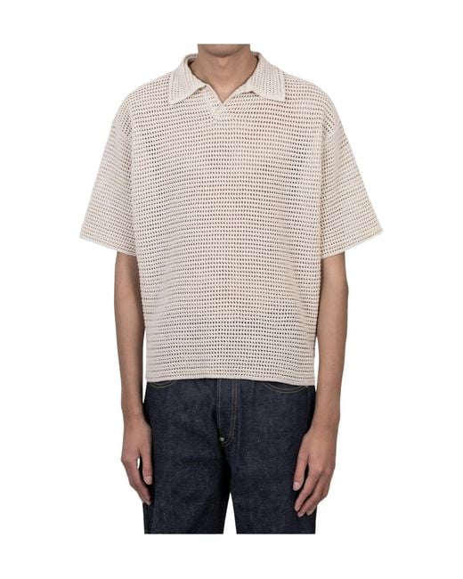 Auralee Gray Short-Sleeved Polo Shirt for men