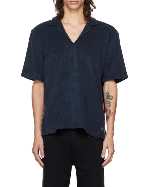 Paul Smith Blue Logo Patch Straight Hem Polo Shirt for men