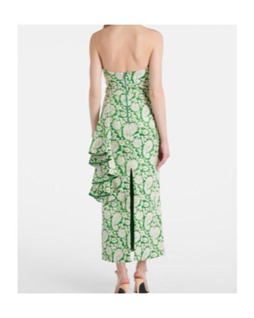 Johanna Ortiz Green Draped Paisley Midi Dress