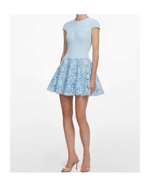 Self-Portrait Blue Lace Panel Mini Dress