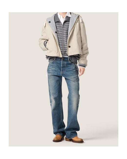 Miu Miu Natural Panama Cotton And Fleece Blouson Jacket