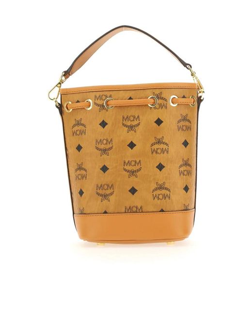 MCM Multicolor Allover Monogram Pattern Drawstring Bucket Bag