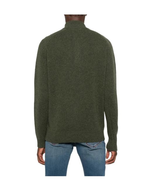 Barbour Green Zip-Neck Sweater for men