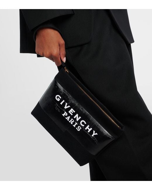 Givenchy Black Logo Zip Clutch