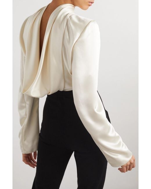 Saint Laurent White Draped Crepe Blouse