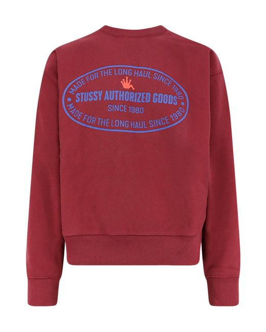 Stussy Red Long-Sleeved Crew Neck Sweatshirt for men