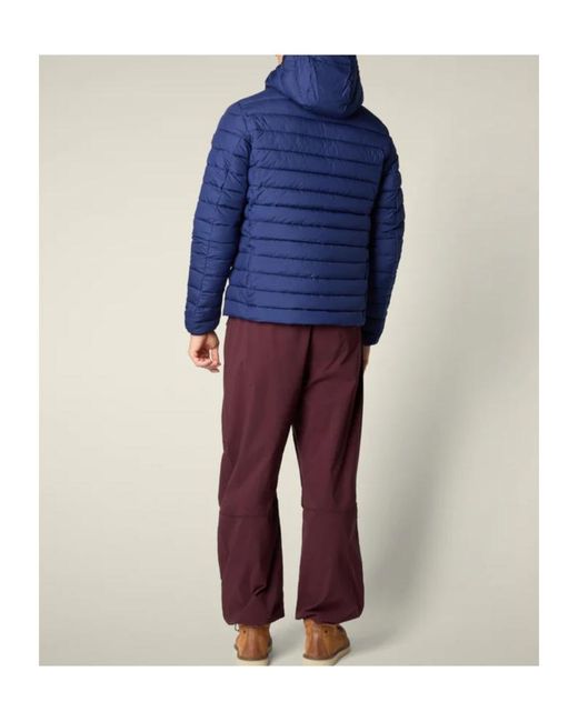 Save The Duck Blue Logo Hooded Puffer Jacket for men
