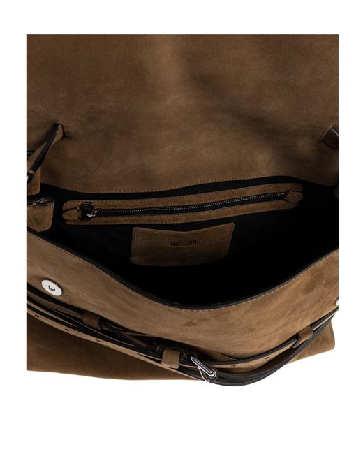 Moschino Brown Logo Detailed Top Handle Handbag