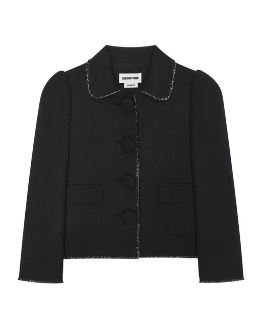ShuShu/Tong Black Embroidered-Trim Jacket