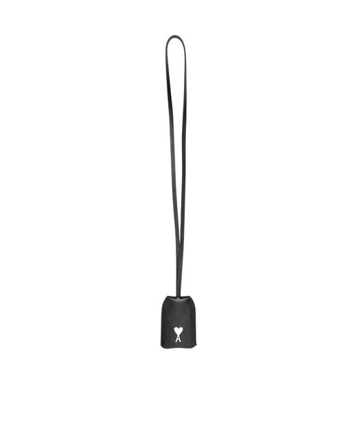 AMI White Ami De Couer Leather Keychain for men