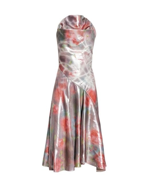 open lace back dress Diesel Red Floral Patchwork Long Sleeve Dress