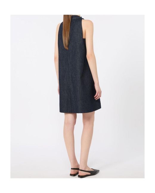 Max Mara Blue Short Sleeveless Cotton Denim Dress