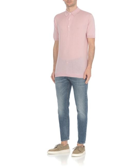 John Smedley Pink Short-Sleeved Polo Shirt for men
