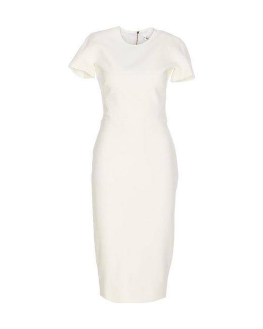 Victoria Beckham White Short Sleeve Dress