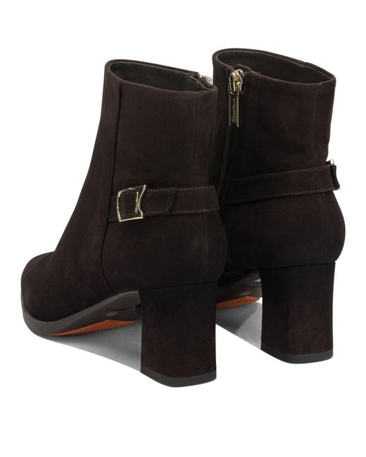 Santoni Black Pointed-Toe Ankle Boots
