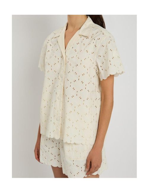 Moncler White Embroidered Cotton-Blend Shirt