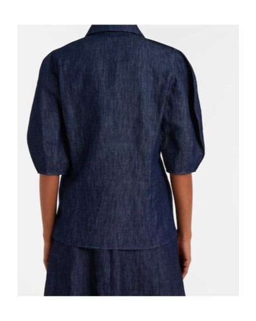 Gabriela Hearst Blue Cotton And Linen Denim Shirt