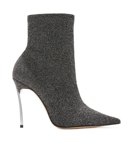 Casadei Gray Super Super Blade Bisanzio Heeled Ankle Boots
