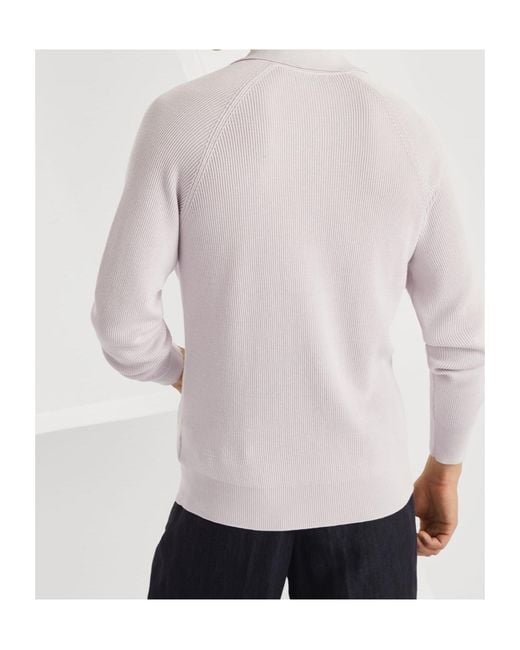 Brunello Cucinelli Multicolor Ribbed-Knit Polo Shirt for men