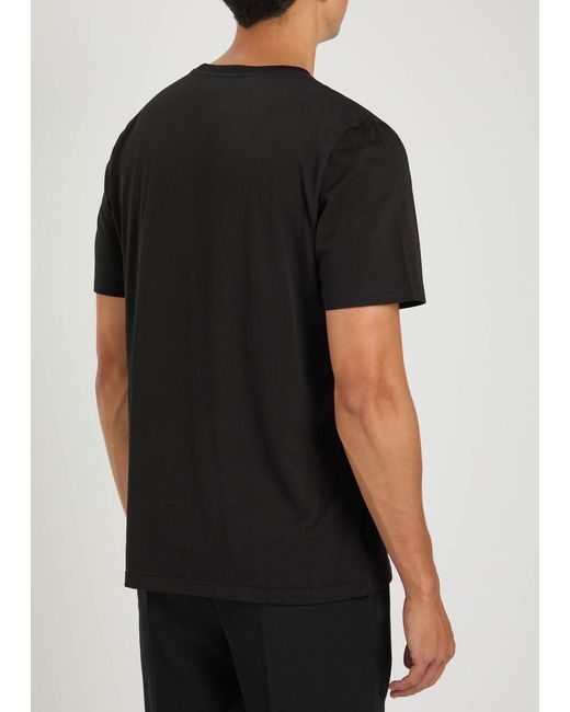 Saint Laurent Black Logo-Embroidered Cotton T-Shirt for men