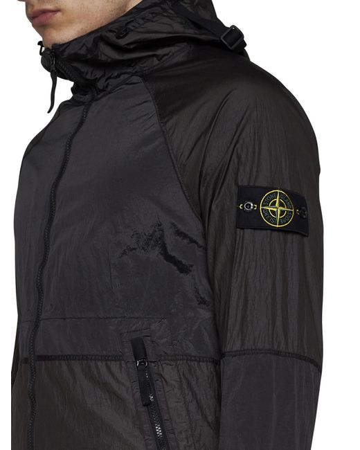 Stone Island Black Zip Up Hooded Jacket for men