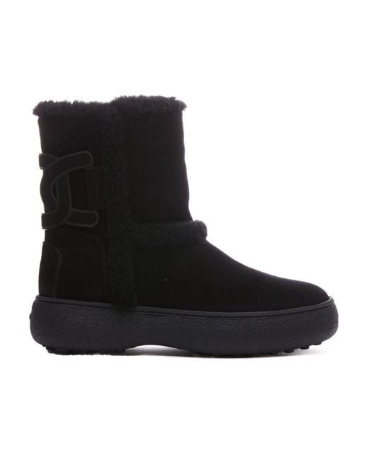 Tod's Black Tods Logo Patch Boots