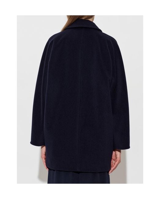 Max Mara Blue Rebus Double-Breasted Coat