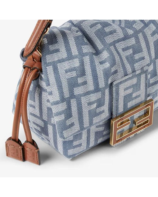 Fendi Gray Denim-Effect Ff Jacquard Bag